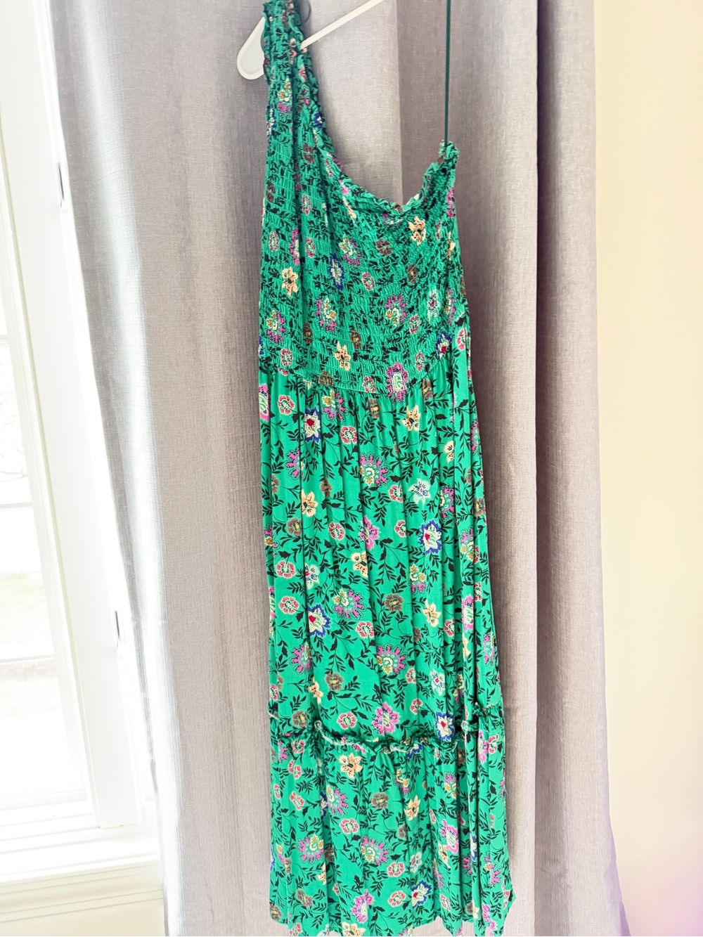 Knox Rose One-Shoulder Green Floral Maxi Dress